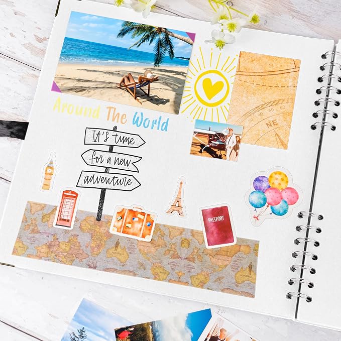Bstorify Square Scrapbook Photo Albums 80 Pages (28 x 28 cm) White Thick Paper, Hardcover, Metal Corners, Ribbon Closure - Ideal for Your Scrapbooking Albums, Art & Craft Projects 11 X 11 Inch