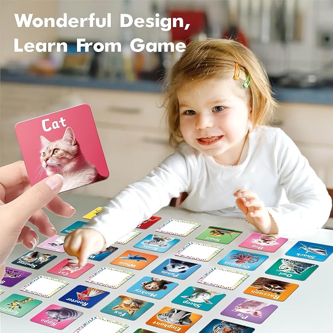 Hebayy 72 PCS Memory Matching Game, Real Animal Matching Cards for Toddlers 36 Pairs Memory Cards for Preschool 4 5 6 Years Old