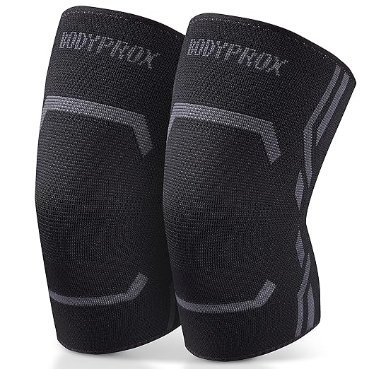 Bodyprox Knee Compression Sleeve for Men and Women (2 Pack), Knee Support Brace for Running and Work out (Medium)