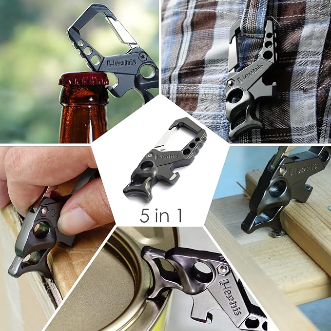 Skull Heavy Duty Key Chain,Car Emergency Escape Tool, Seat belt Cutter,Bottle Opener,Carabiner Car Key Chains