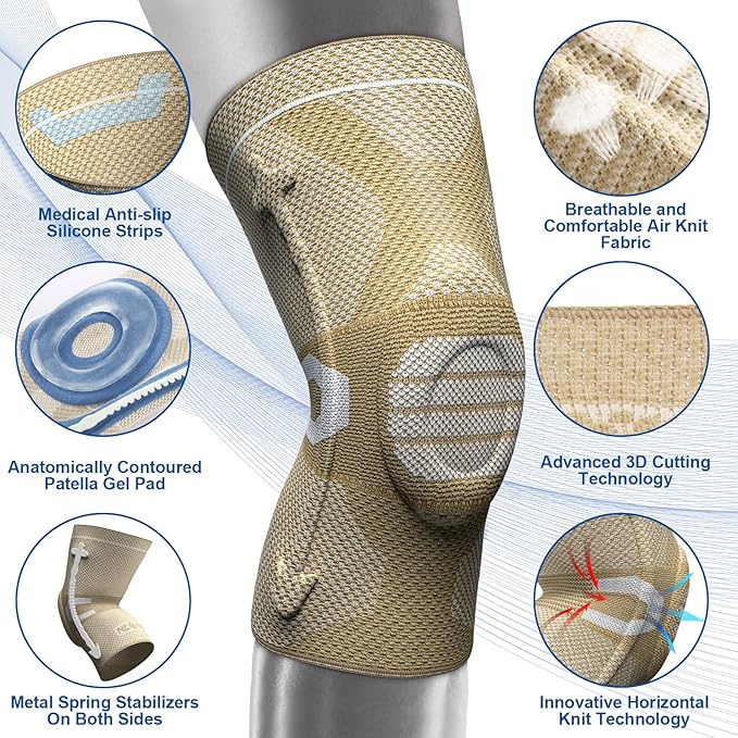NEENCA Professional Knee Brace for Pain Relief, Medical Knee Compression Sleeve, Knee Support with Horizontal Knit Tech for Meniscus Tear, ACL, Arthritis, Joint Pain, Runner, Workout