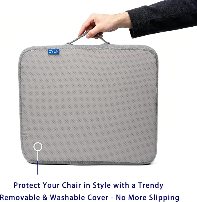 CYLEN Ifoam Memory Foam Layer Wheelchair Cushion - Seat Cushion for Wheelchair-Office Chair, Kitchen Chair-Pressure Sore and Tailbone Pain Relief-High Dense Polyfoam Base (Grey, 18×16×3 inch)