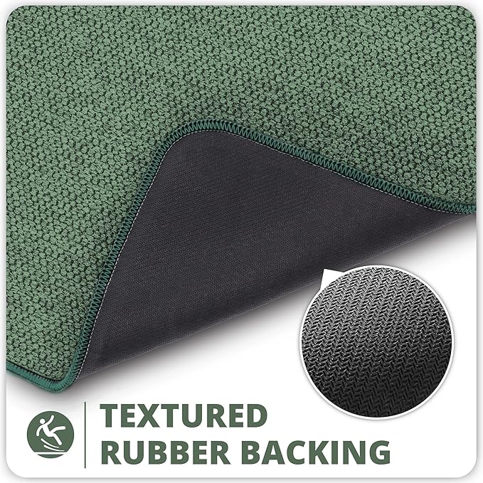 Bath Mat,Ultra Thin Bathroom Rugs,Rubber Bath Mats for Bathroom,No Slip Bath Rugs,Quick Dry,Machine Washable,Low Pile,Absorbent,Shower Outside,Sink,Home Decor Accessories.Green,1'5"x2'3"(2 Pack)