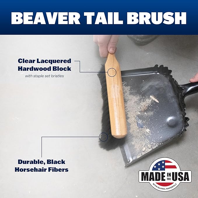 Marshalltown Beaver Tail Brush, 13 1/2 Inch, Concrete, Assembled in the USA | Black Horsehair Bristles Staple-Set in Hardwood Block, Soft Hand Masonry Brush Finishes Concrete Curbs, 6517