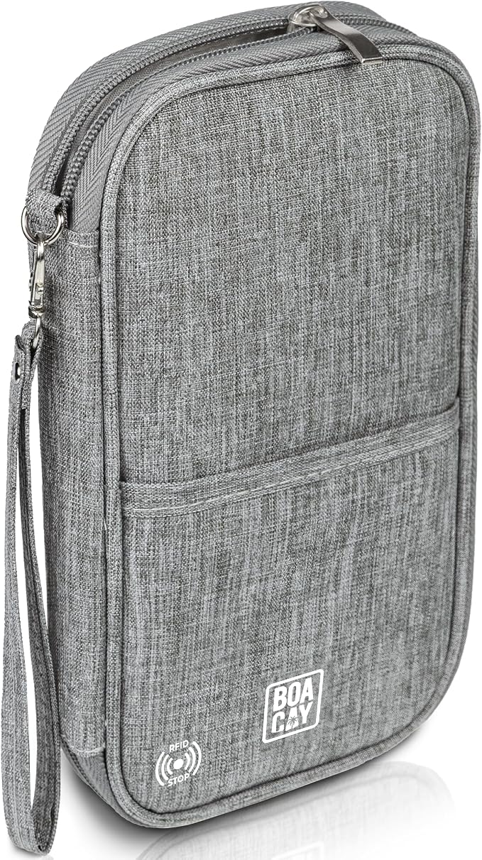 Travel Document Organizer with RFID, Family Passport Holder, Wallet for Women & Men, Portable & Waterproof Case for Cards, Boarding Pass, Money