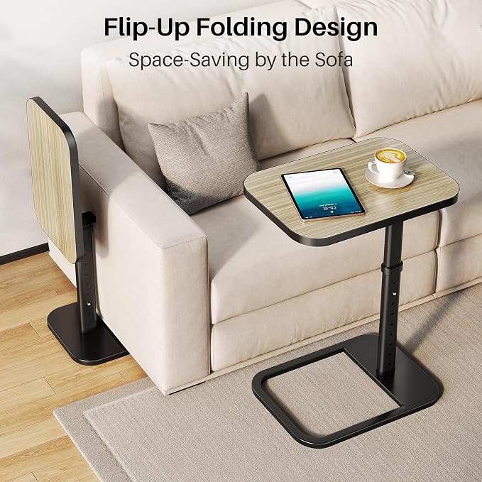 Adjustable Height TV Tray Table for Couch, Flip-Top Design | 19"-30" Height Range, 9-Position Lock System, Rounded Corners, Laptop Table, Snack Table, For Living Room & Bedroom