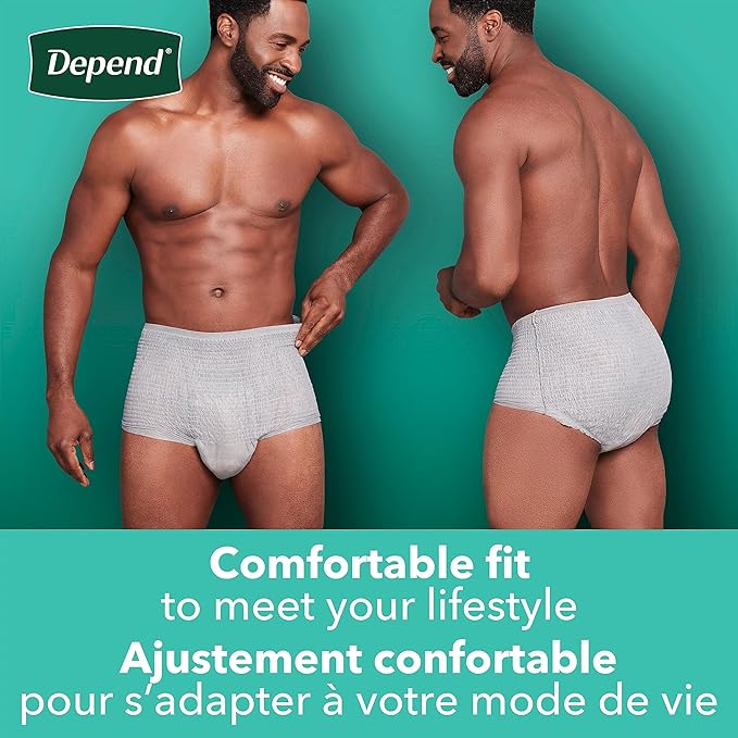 Depend FIT-Flex Incontinence Underwear for Men, Maximum Absorbency, Disposable, Extra-Large, Grey, 15 Count (Pack of 4)