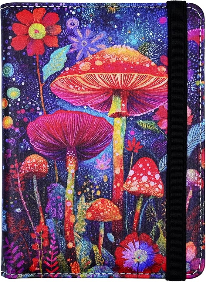 Passport Holder for Women and Men PU Leather Passport Cover for Travel (Mushroom)
