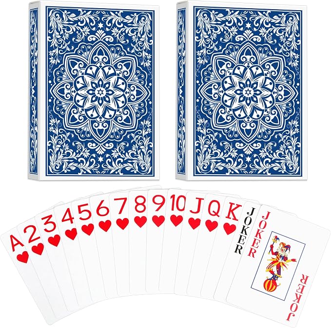 Playing Cards, Deck of Cards, Poker Cards, Jumbo Poker Size Large Print Playing Cards for Adults Seniors, Card Games for Family Game Night Table Games Magic Casino Theme Party (Blue)