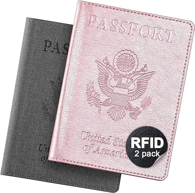 Passport Holder For Women And Men,Passport Cover For Women And Men-Pink&Gray