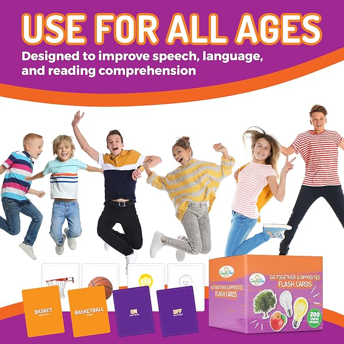 200 Go Together & Opposites Flash Cards for Speech Therapy, ESL | Real Photo Cards with Educational Language Matching Games - Speech Therapy,ELL,Autism,Dementia,Seniors & School Learning Kids