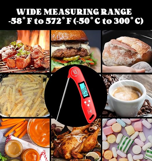 DOQAUS Digital Meat Thermometer, Instant Read Food Thermometer for Cooking | Backlit & Auto-Rotating Display, 4.6” Probe Perfect for Grilling, Baking, and BBQ Gift for Dad Men