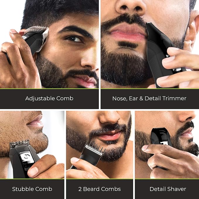 Remington All-in-One Grooming Kit, Lithium Powered, 8 Piece Set, Black