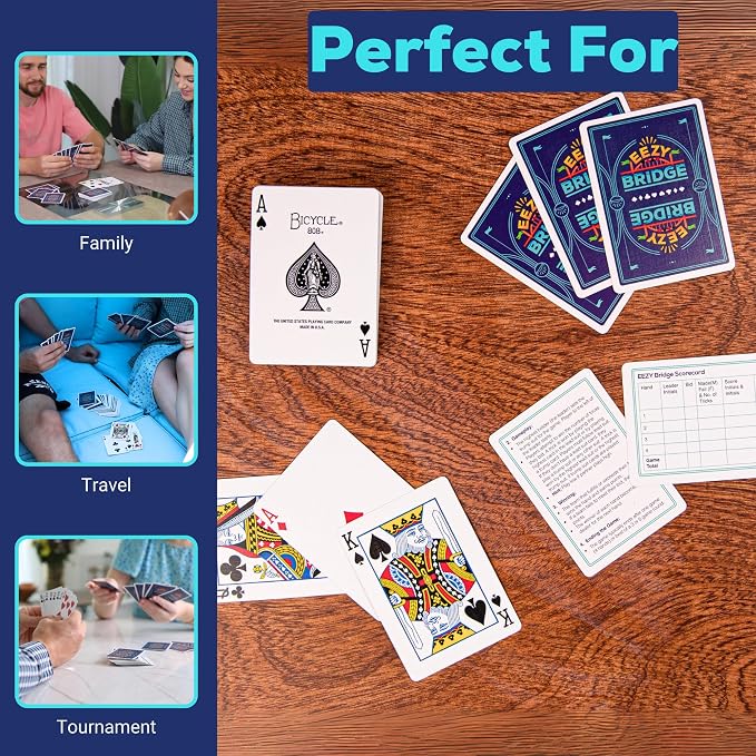 Bicycle Premium Playing Cards with Bonus Game & App – Standard Poker Deck with 52 Cards, 2 Jokers, 2 Rule Cards, Air-Cushion Finish – Eco-Friendly Inks, Durable Cardstock