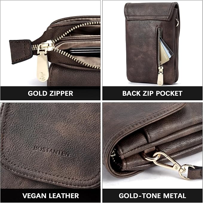 BOSTANTEN Small Crossbody Bag for Women Designer Cell Phone Purse | Vegan Leather, Multiple Pockets, Card Slots, Compact Size for Phone, Cards and Keys, Daily Travel Shopping Use