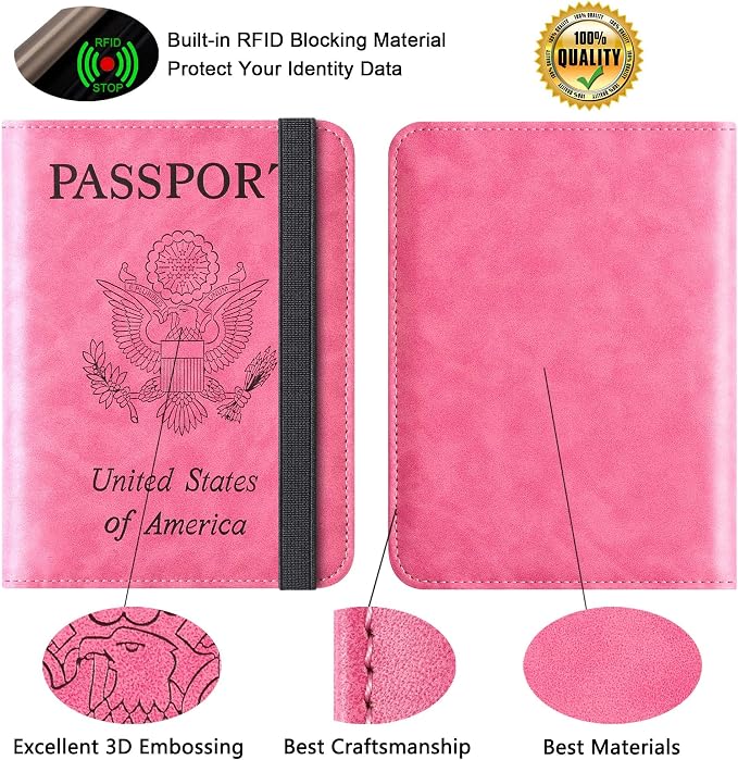 Passport Holder for Travel Essentials, RFID Passport Cover | Rfid Blocking Wallet, Synthetic Leather Case, Vacation Travel Accessories, For Women Men