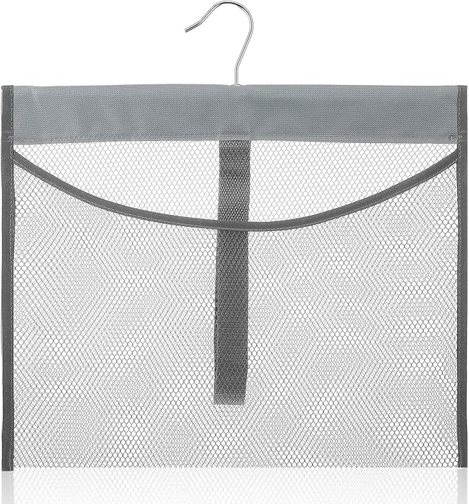 Mesh Shower Caddy Portable Shower Bag with Rotatable Hanger Quick Dry Hanging Toiletry Organizer Mesh Bath Toy Holder for Travel Gym Bathroom Dorm Essentials (Gray)