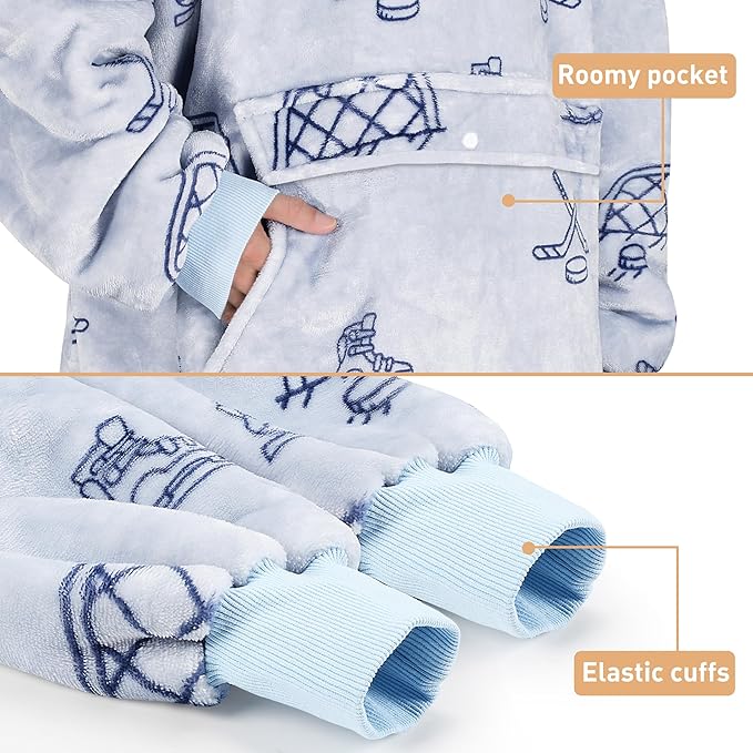 Catalonia Oversized Blanket Hoodie Sweatshirt, Wearable Sherpa Lounging Pullover for Adults Women Men