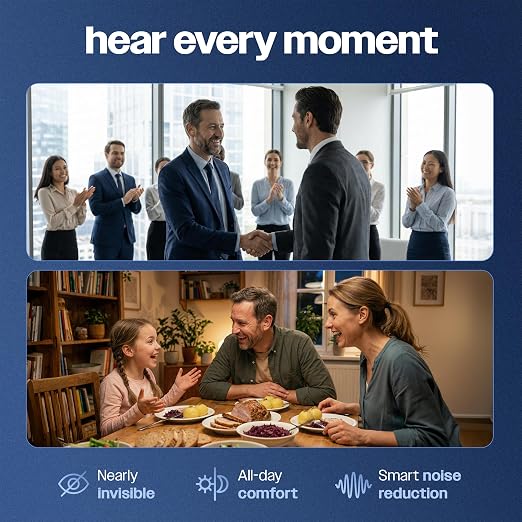 HEARO OTC Hearing Aids Rechargeable - Small CIC Invisible In-Ear Hearing Aid for Seniors & Adults | Mild to Moderate Hearing Loss | Amplified Sound Clarity | No Prescription Required (Pair)