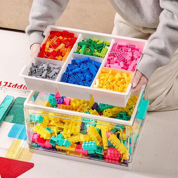 Vtopmart 24 QT Clear Plastic Craft Organizers and Storage Box with Removable Trays and Dividers,Art Supply Organizers and Storage,Ideal Containers for coloring Books, Craft Supplies,1 Pack