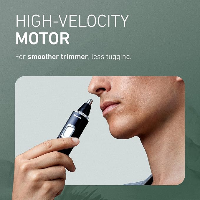 Panasonic Ear and Nose Hair Trimmer for Men with Vacuum Cleaning System, Powerful Motor and Dual-Edge Blades for Smoother Cutting, Wet/Dry – ER-GN70-K (Black)