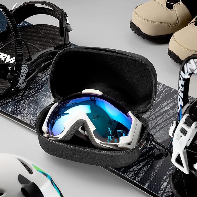 NoCry Protective Goggle Case; Fits Most Goggles; Semi Hard, Water Resistant and Shockproof Outer Shell; Reinforced Zipper; Belt Clip; Designed to Fit All Safety Goggles; Black