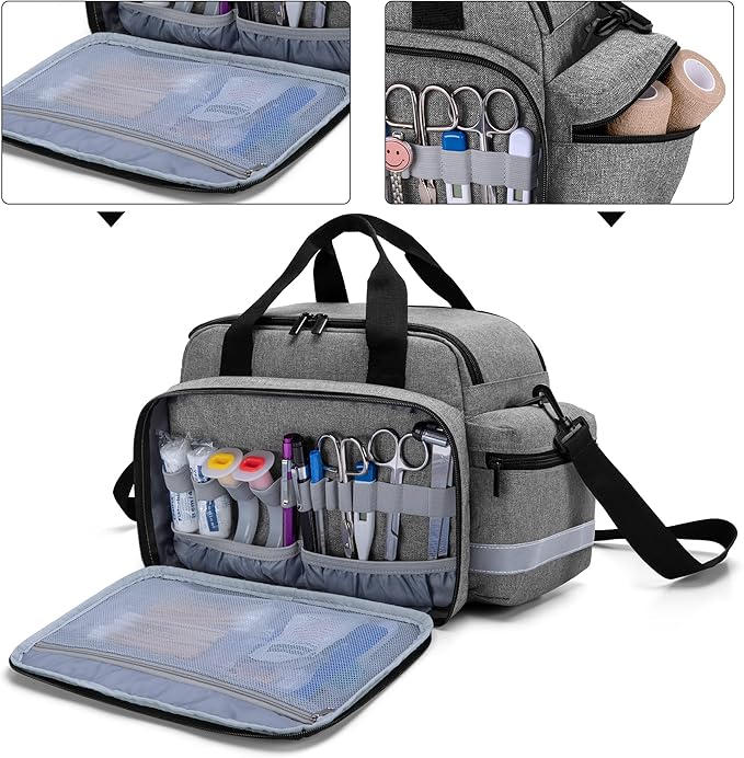 Trunab Home Health Nurse Bag Medical Bag Organizer with Handle | with Shoulder Strap for Home Visit, Travel, Nursing Student