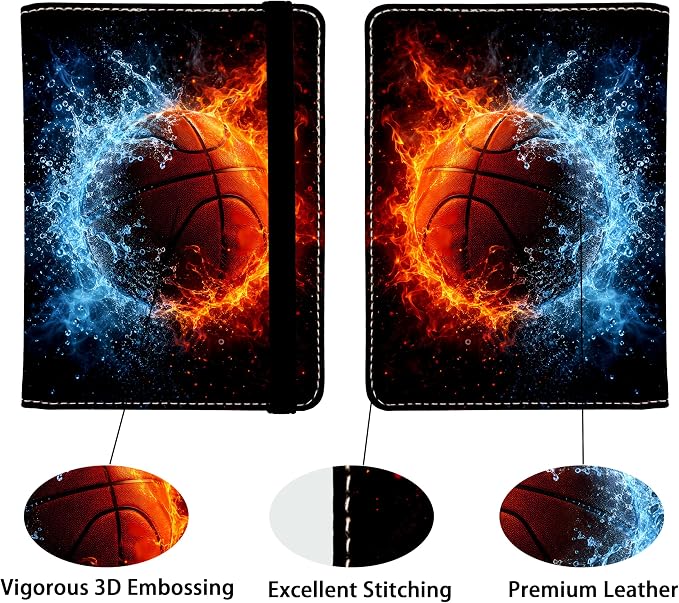 Basketball Passport Holder for Women and Men PU Leather Passport Cover for Travel