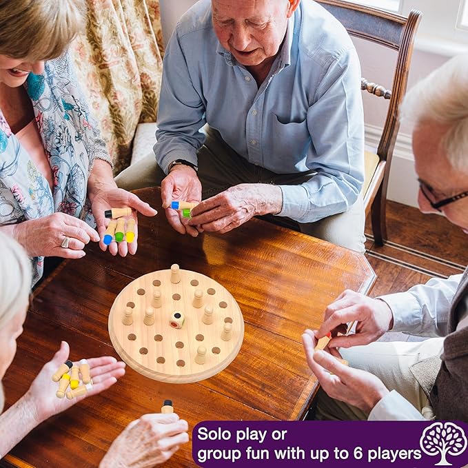 Easy Memory Games for Dementia Seniors, Wooden Cognitive Game for Elderly with Dementia, Alzheimers Memory Games Therapy Tools, Activities for Dementia Patients Matching Board