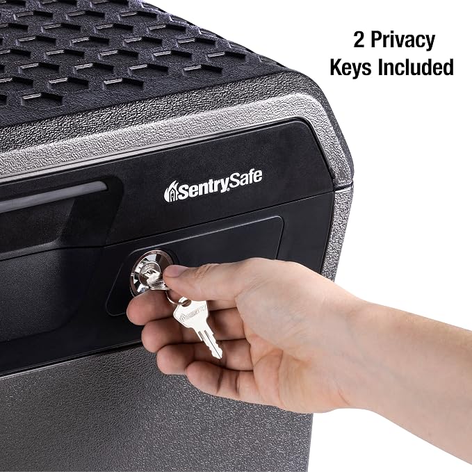 SentrySafe Fireproof and Waterproof Lock Box with Key Lock, File Safe with Carrying Handles for Documents, 0.66 Cubic Feet, 14.1 x 16.6 x 13.8 Inches, FHW40100