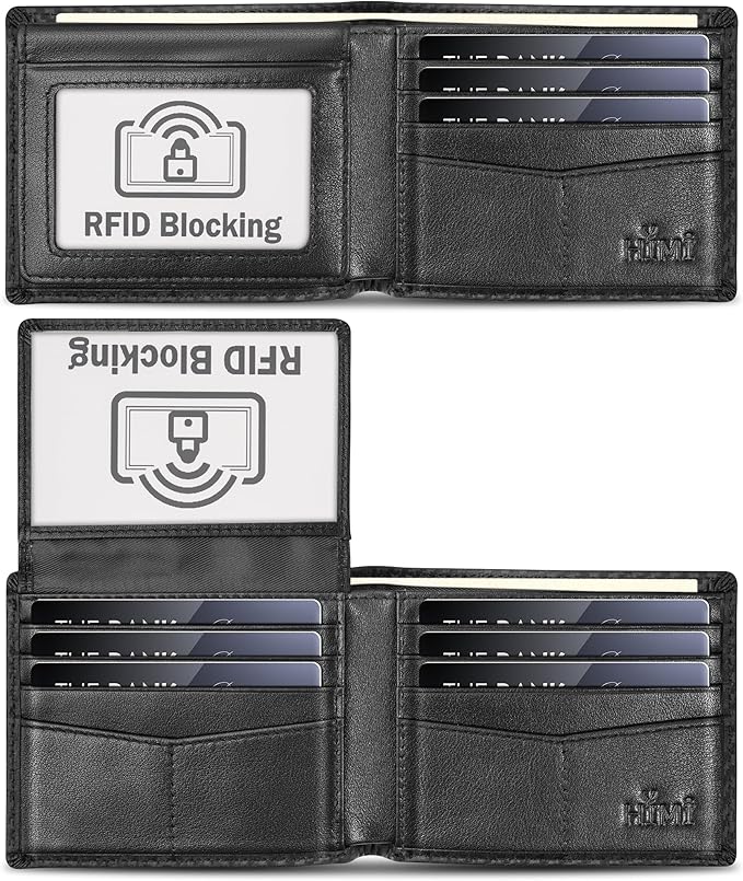 HIMI Wallet for Men-Genuine Leather RFID Blocking Bifold Stylish Wallet With 2 ID Window