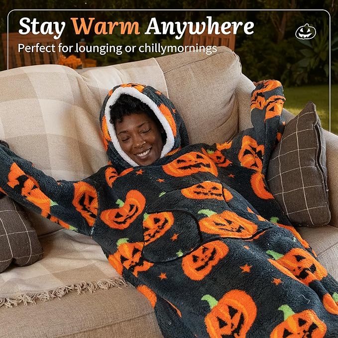 Blanket Hoodie, Long Hooded Blanket Sweatshirt as Birthday Gifts for Women Men, Long Wearable Blanket for Women Men.