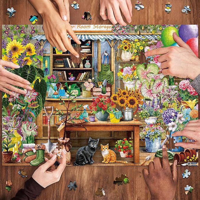 Flower Room Storage Puzzles for Adults 1000 Pieces | 1:1 HD Reference Poster，ABCD Letter Markings on Back,Matte Oil,High Bite Force