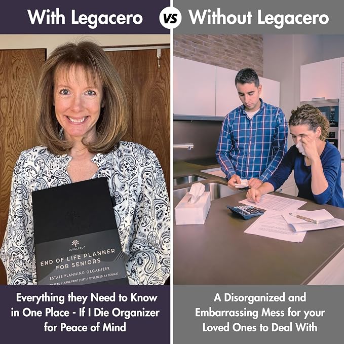 End of Life Planner for Seniors - Guided Estate Planning Organizer for Next of Kin. Large What To Do When I’m Gone Book and Important Document Organizer to Share with Your Executor (Purple)
