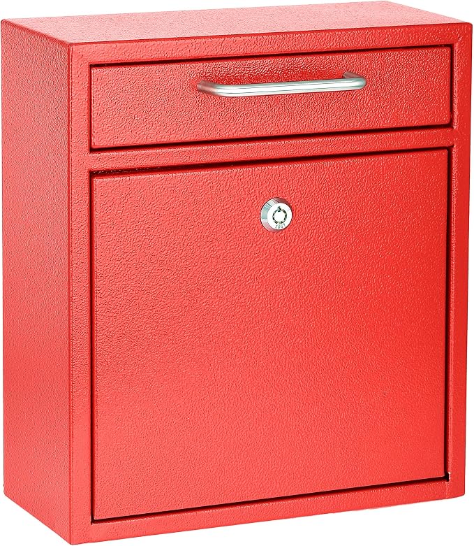 AdirOffice Wall Mount Mailbox - Mailbox with Lock and Keys- Durable Wall Mounted Locking Mailbox and Cash Drop Box for House, Apartments and Bussiness After Hours Deposits