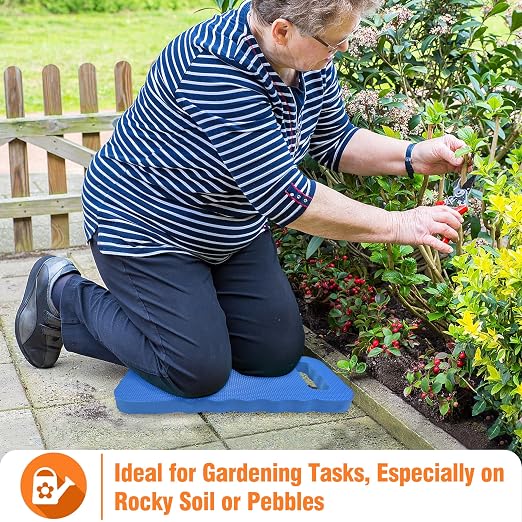 Gardzen Garden Kneeling Pad - for Gardening, Baby Bath, Yoga, Pilates, Exercise, 16"x8"x1", Blue | EVA Foam Kneeler Pad for Gardening, Baby Bath, Yoga, Pilates, Exercise, 16" x 8" x 1", Blue, 1 Pack