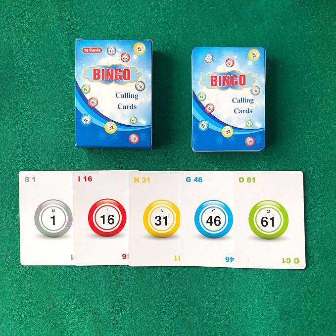 Yuanhe 2.5"X3.5" Bingo Calling Cards - Colorful and Durable Bingo Cards for Bingo Games, Complete Deck of 75 Numbers(B1-O75) (Pack of 2)