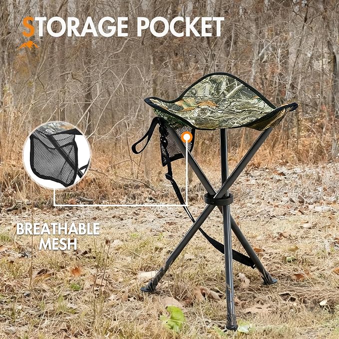 Portal Tall Folding Tripod Stool Portable Tripod Chair for Outdoor Camping | Portable Outdoor Design; Durable Construction; Easy Setup & Storage;Color: Camo