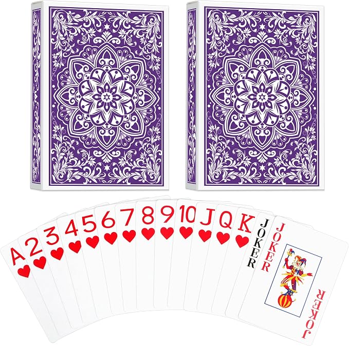Playing Cards, Deck of Cards, Poker Cards, Jumbo Poker Size Large Print Playing Cards for Adults Seniors, Card Games for Family Game Night Table Games Magic Casino Theme Party (Purple)