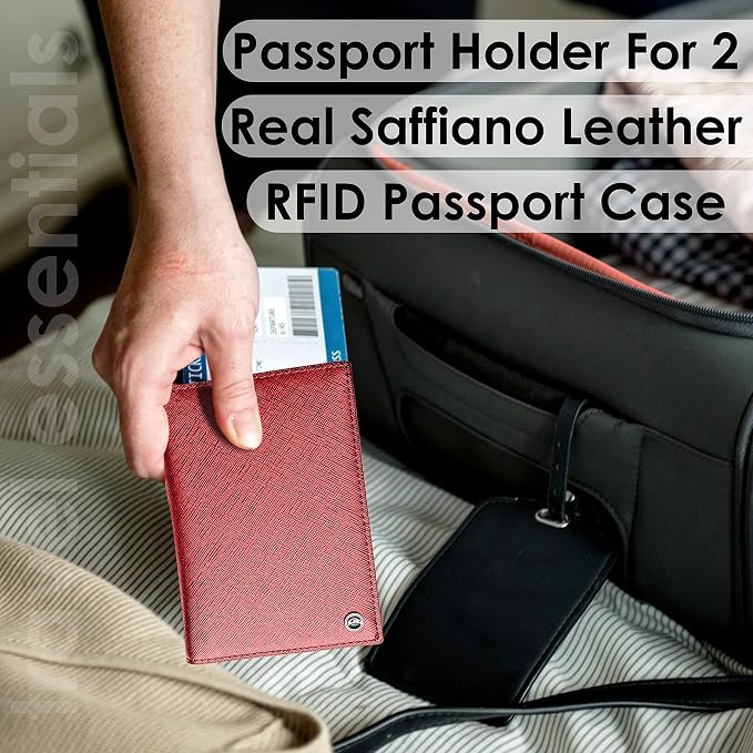 2 Passport Holder - Travel Essentials, RFID Blocking Wallet Credit Card Organiser, Plain Accessories Slim Cover For Men & Women | Travel Essentials