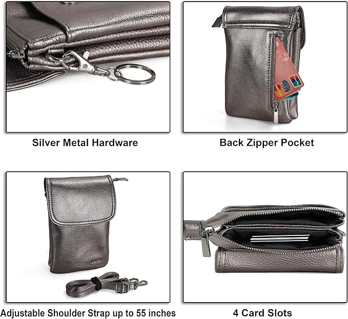 befen Genuine Leather Small Crossbody Bags for Women Cell Phone Travel Bag | Soft Real Leather, Adjustable Shoulder Strap, Card Slots, Compact Size, Daily Travel Shopping Outing Use, Phone Purse