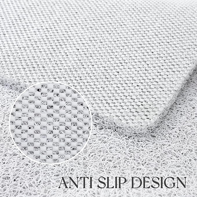 Bathtub Mat Non Slip, 47x17 Inch Shower Mats for Inside Shower, PVC Loofah Bathroom Mat Quick Dry with Drain Hole, Phthalate-Free Bath Mats for Shower Bathroom Tub and Wet Areas (White)