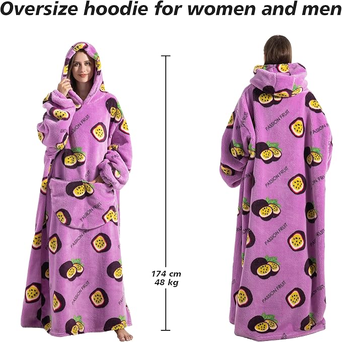Blanket Hoodie, Long Hooded Blanket Sweatshirt as Birthday Gifts for Women Men, Long Wearable Blanket for Women Men.