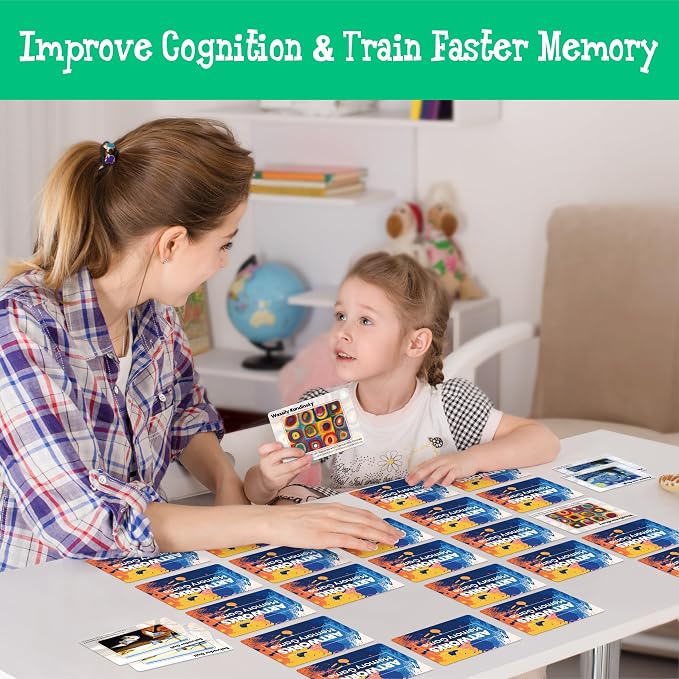 80 PCS Artwork Matching Game, 40 Famous Painting Memory Cards Bilingual Language Picture Match Game, Educational Learning Toys Enhance Memory & Matching Skills for Kids Ages 3 and Up