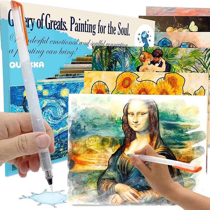 QUOKKA Water Painting Dementia Activities for Seniors – Gallery of Greats – Alzheimers Products for Elderly - Activities for People with Dementia - Crafts for Seniors