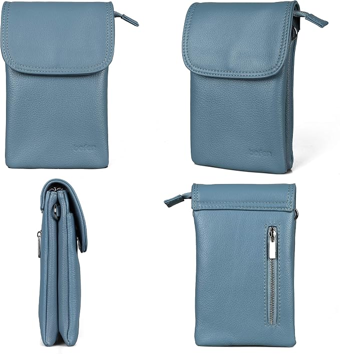 befen Genuine Leather Small Crossbody Bags for Women Cell Phone Travel Bag | Soft Real Leather, Adjustable Shoulder Strap, Card Slots, Compact Size, Daily Travel Shopping Outing Use, Phone Purse