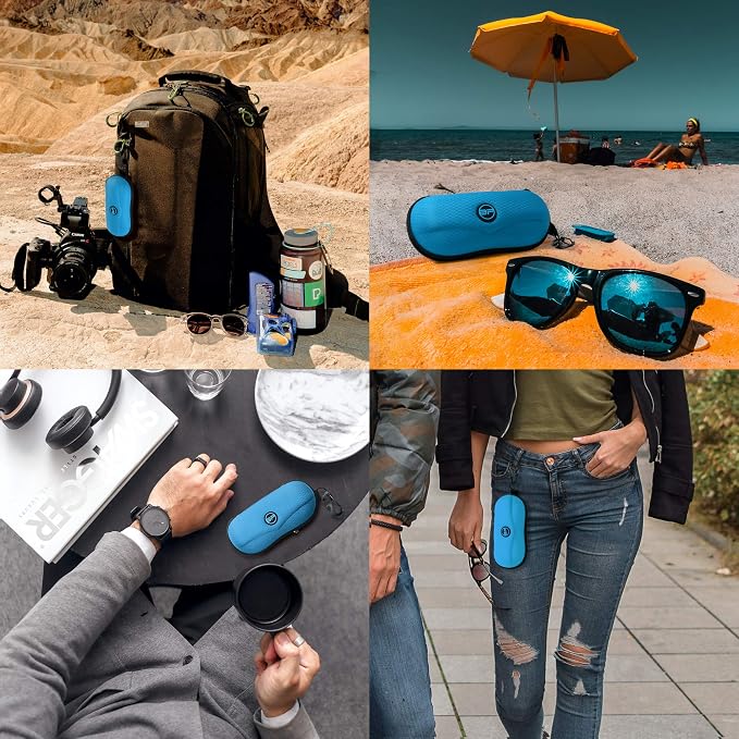 BLUPOND Sunglasses Case Semi Hard EVA Shell with Metal Hanging Hook Belt Clip Sun Glasses Storage