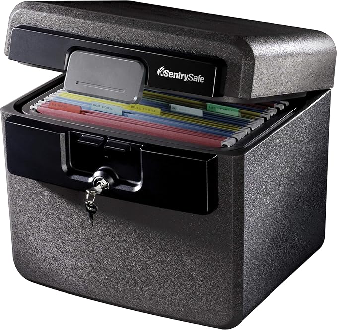 SentrySafe Fireproof and Waterproof Safe Box, 6.6 x 15.4 x 14.3 Inches, CHW20221 with Key Lock, File and Document Safe, 0.65 Cubic Feet