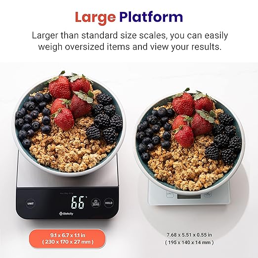 Etekcity Digital Food Kitchen Scale, Grams and Oz for Weight Loss, Baking and Cooking, 0.05oz/1g Precise Graduation,5 Weight Units, IPX6 Waterproof, USB Rechargeable,304 Stainless Steel-Silver, 22lb | Digital scale with grams & ounces, 1g precision, 5 ...