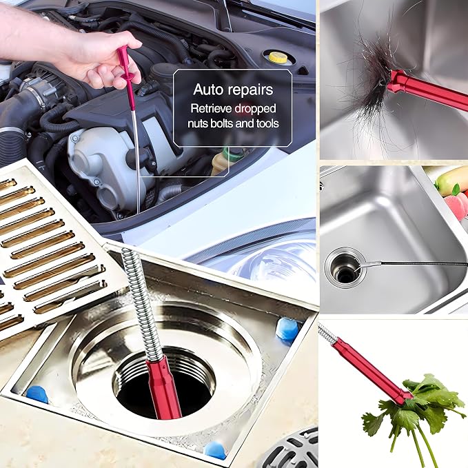 Flexible Magnetic Pickup Tool,Bendable Grabber Tool with 4 Claws & Strong Magnet – Flexible Claw Pick-Up Reacher for Narrow Spaces, Engine Bay, Sink, Drain, Jewelry, Keys, Metal Objects